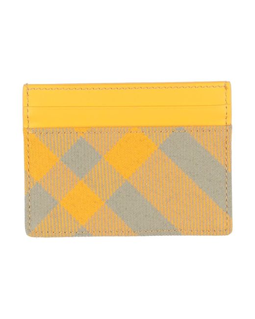 Burberry Yellow Cardholder Cow Leather, Polyester, Wool for men