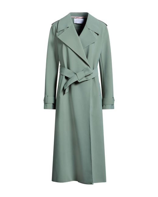Harris Wharf London Green Military Overcoat & Trench Coat Polyamide, Elastane