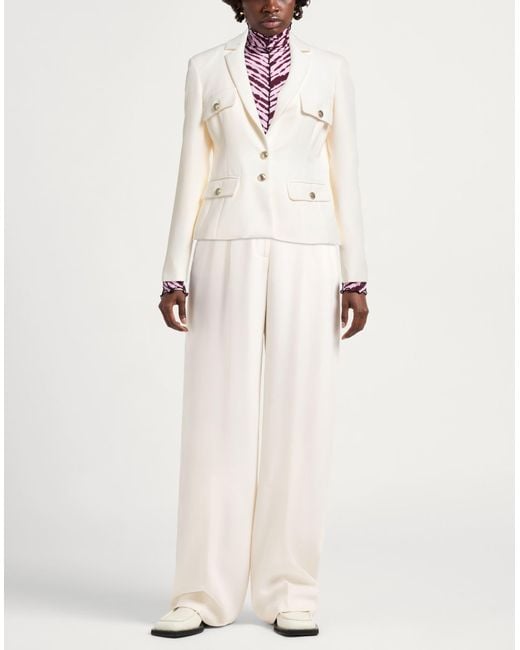 Liu Jo White Ivory Blazer Polyester, Elastane