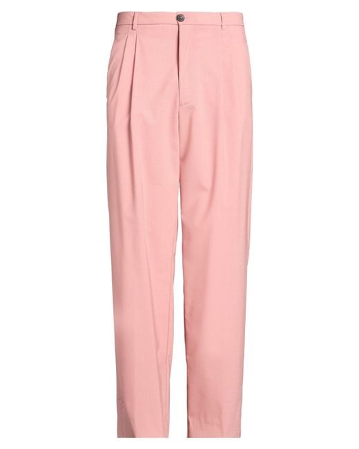Amaranto Pink Antique Rose Pants Polyester, Virgin Wool, Elastane for men