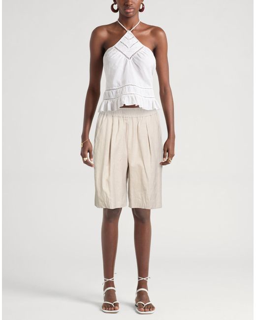 Samsøe & Samsøe Natural Shorts & Bermuda Shorts Linen, Polyester, Ecovero Viscose, Elastane