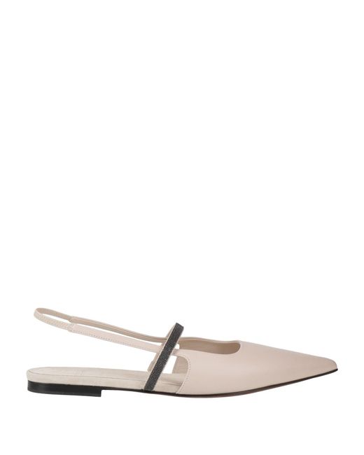 Brunello Cucinelli White Ivory Ballet Flats Leather