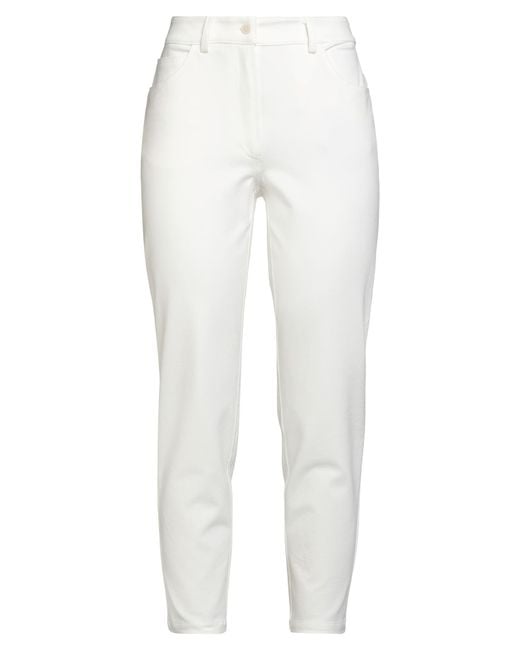 Clips White Pants Viscose, Polyamide, Elastane