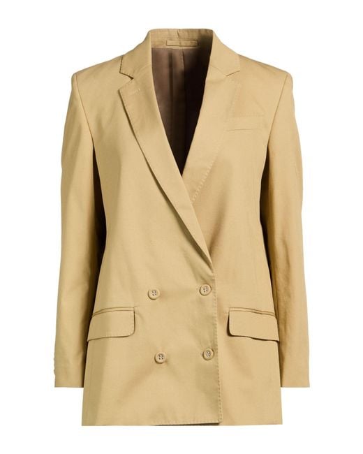 Officine Generale Natural Khaki Blazer Cotton, Elastane
