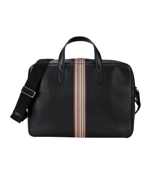 Paul Smith PS Leather Signature Stripe Holdall Black