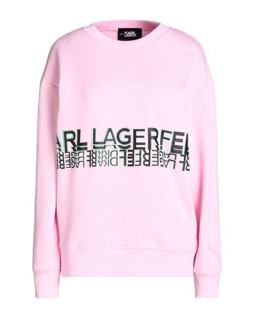 Karl Lagerfeld Pink Logo-print Crew-neck Sweatshirt