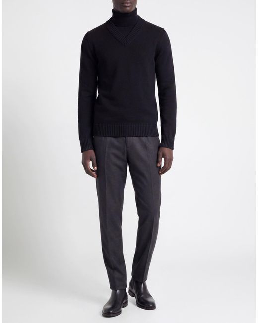 Alpha Studio Black Turtleneck Merino Wool for men