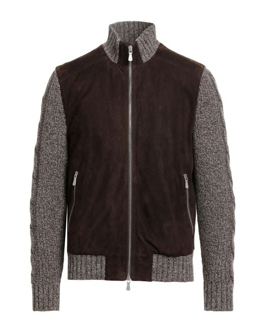 Eleventy Brown Jacket Lambskin, Wool, Viscose, Polyamide, Cashmere for men