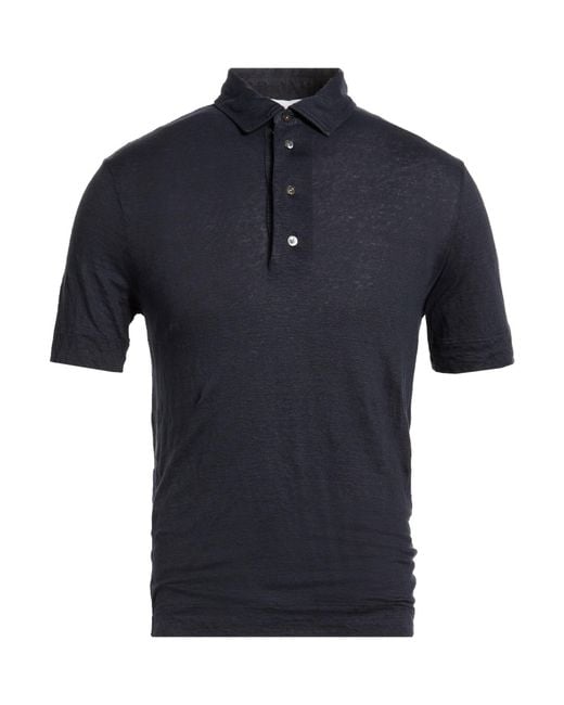 Alpha Studio Blue Polo Shirt Linen, Elastane for men