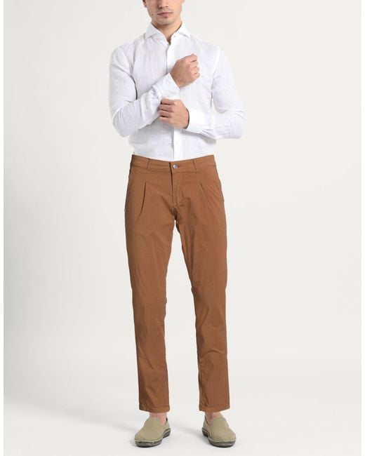 Daniele Alessandrini Brown Pants Cotton, Elastane for men