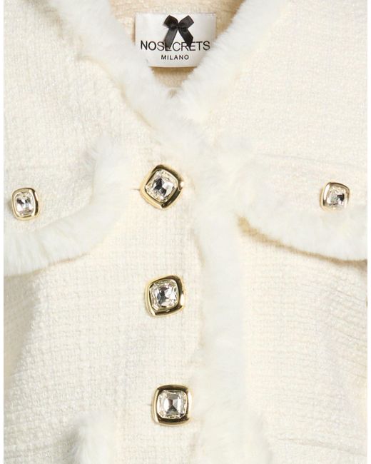 No Secrets White Ivory Jacket Polyester, Wool