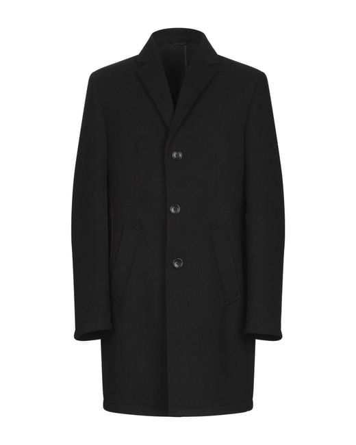 Daniele Alessandrini Black Coat Polyester, Viscose, Elastane for men
