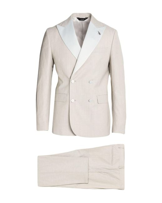 Paoloni White Suit Virgin Wool, Linen for men