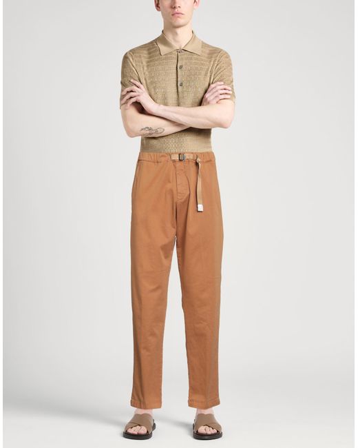 White Sand Brown Pants Cotton, Elastane for men