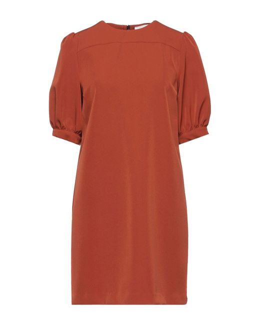 SOLOTRE Red Rust Mini Dress Polyester, Elastane