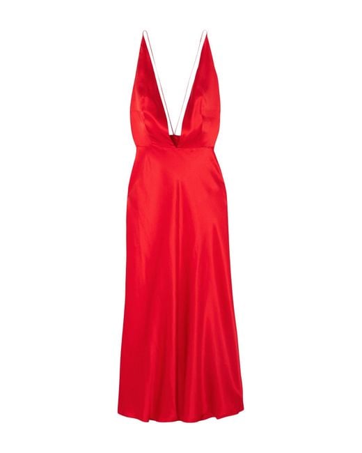 Matériel Red Midi Dress Silk