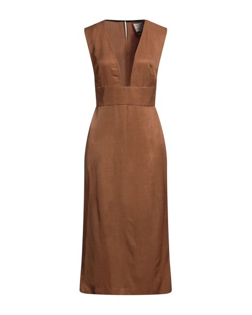 ALESSIA SANTI Brown Midi Dress Viscose, Linen