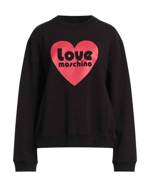 Love Moschino Black Sweatshirt Cotton, Elastane
