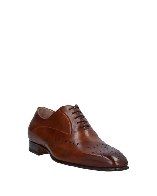 Santoni Brown Lace-Up Shoes Leather for men