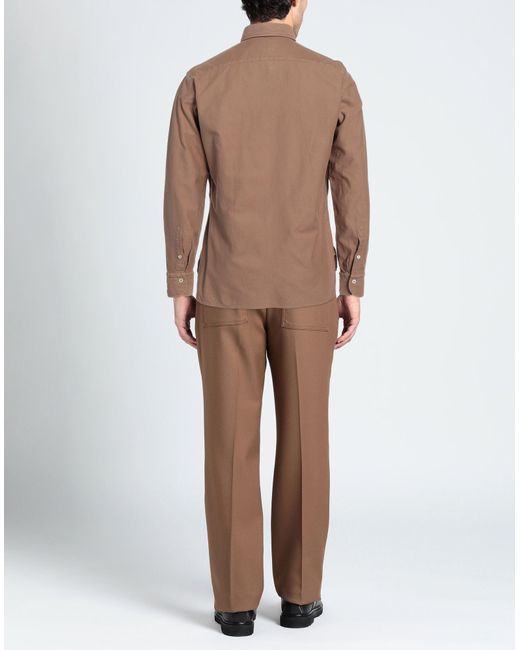 Alessandro Gherardi Brown Camel Shirt Cotton for men