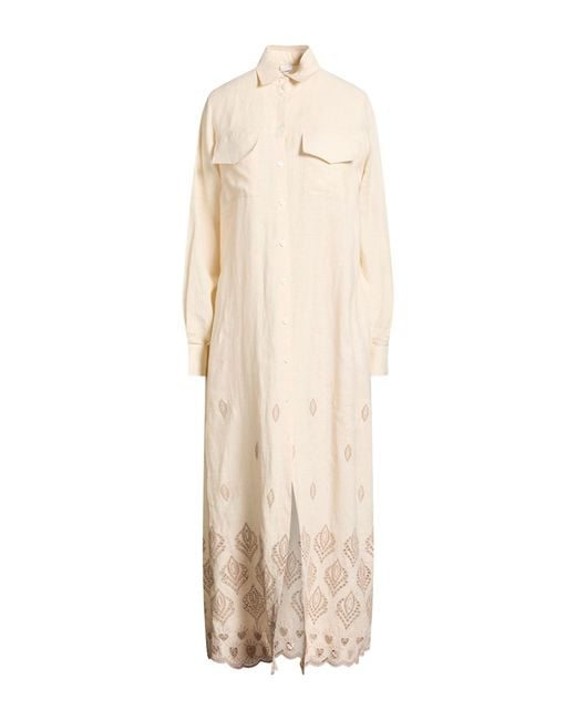 Eleventy Natural Maxi Dress Linen, Cotton