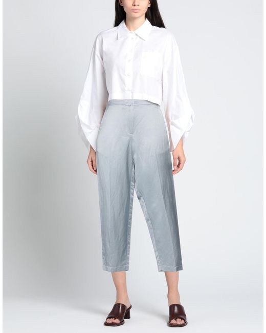 SEVENTY VENEZIA Blue Pants Viscose, Linen