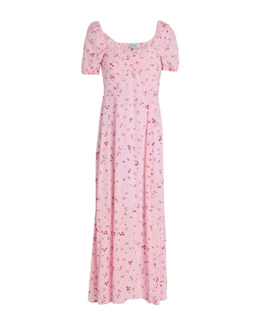 & Other Stories Pink Flowy Puff Sleeve Midi Dress