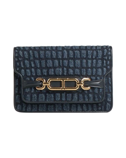 Tom Ford Blue Handbag Cotton, Brass, Calfskin