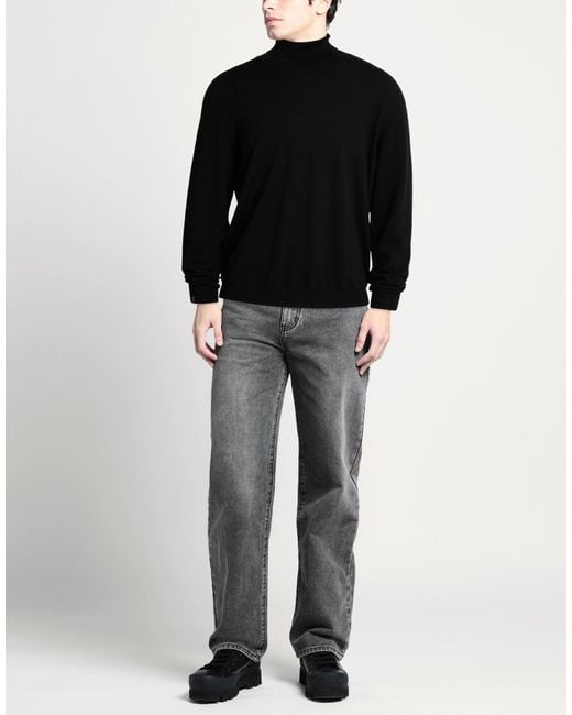 AROVESCIO Black Turtleneck Merino Wool for men