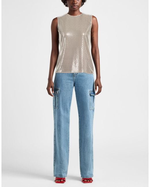 Guess Gray Top Polyester, Elastane, Metal