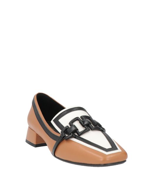 Luciano Barachini Brown Camel Loafers Leather