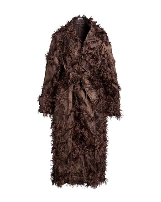 Brunello Cucinelli Brown Dark Overcoat & Trench Coat Polyester, Cotton, Silk