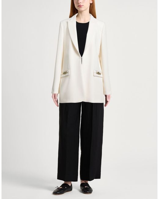 Twinset White Cream Blazer Polyester, Viscose, Elastane