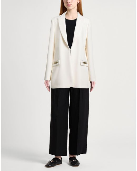 Twinset White Cream Blazer Polyester, Viscose, Elastane