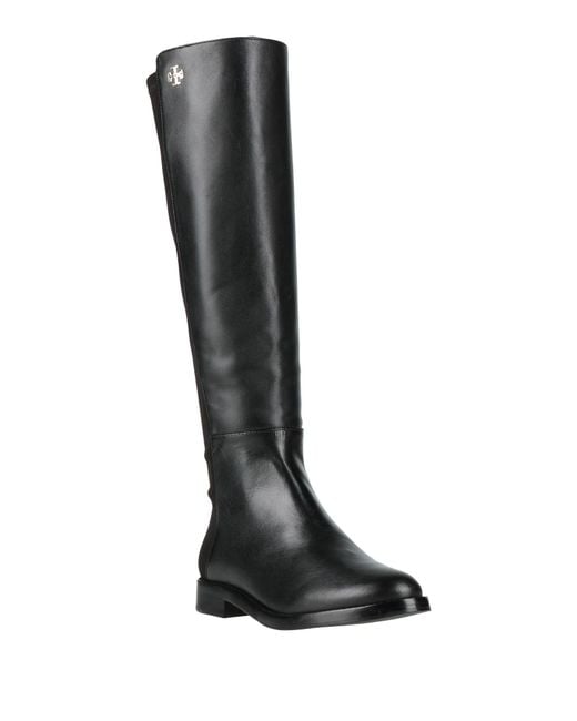 Tory Burch Black Boot Calfskin, Textile Fibers