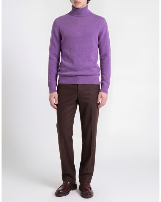 Roberto Collina Purple Turtleneck Cashmere, Silk, Polyester for men