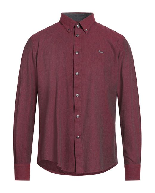 Harmont & Blaine Men's Purple Burgundy Shirt Cotton