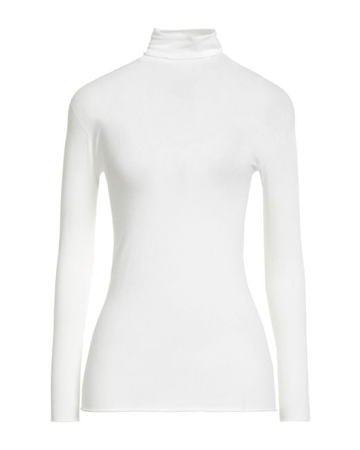 Alpha Studio White Turtleneck Viscose, Elastane