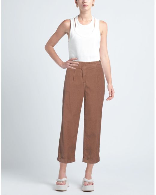 Peserico Brown Easy Pants Cotton, Elastane