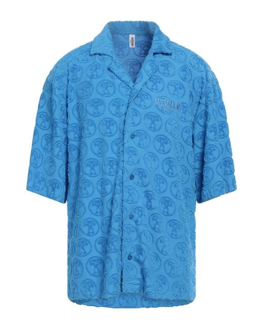 Moschino Blue Shirt Cotton, Polyester for men