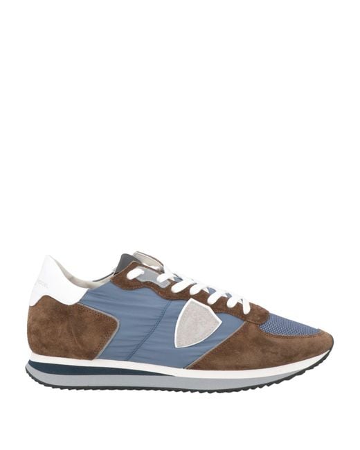 Philippe Model Blue Khaki Sneakers Leather, Textile Fibers for men