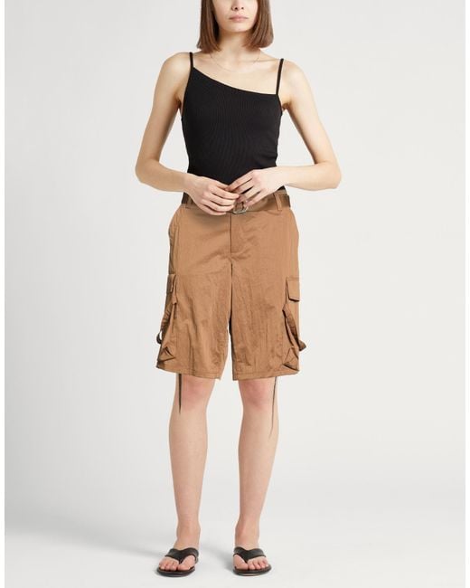 Liu Jo Brown Khaki Shorts & Bermuda Shorts Polyester, Polyamide