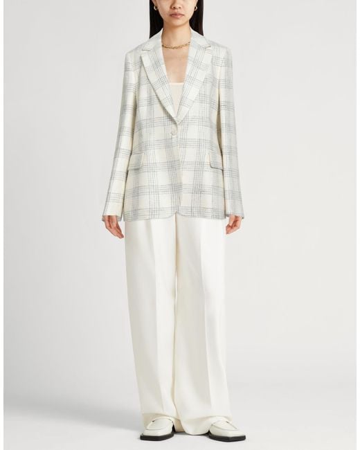 Eleventy White Blazer Silk, Linen, Cotton, Polyamide