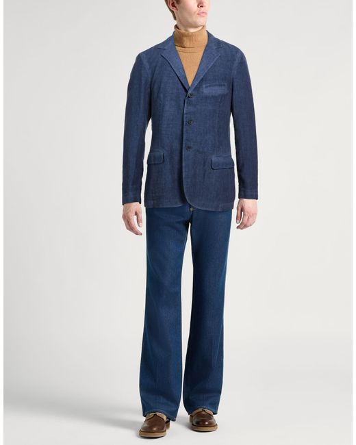 120% Lino Blue Blazer Linen for men