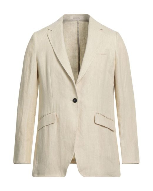 Massimo Alba Natural Ivory Blazer Linen for men
