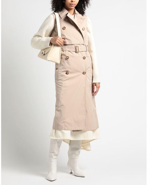 Burberry Natural Overcoat & Trench Coat Cotton, Polyester