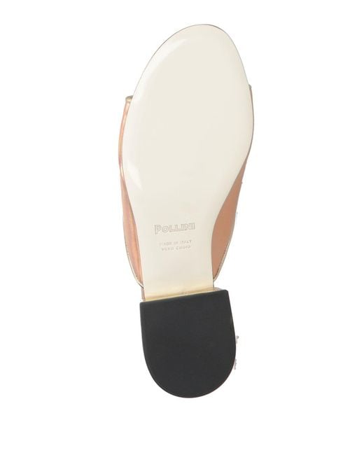 Pollini Pink Embroidered Leather Slide Sandals