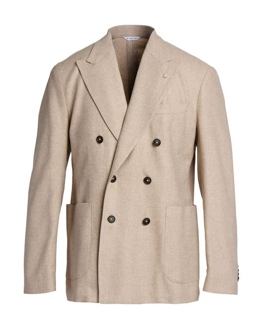 Manuel Ritz Natural Blazer Virgin Wool, Viscose, Polyester, Elastane for men