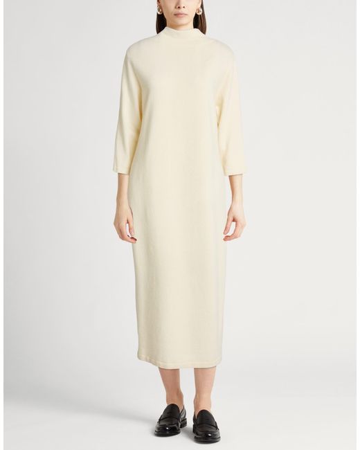 Gentry Portofino White Midi Dress Virgin Wool, Cashmere