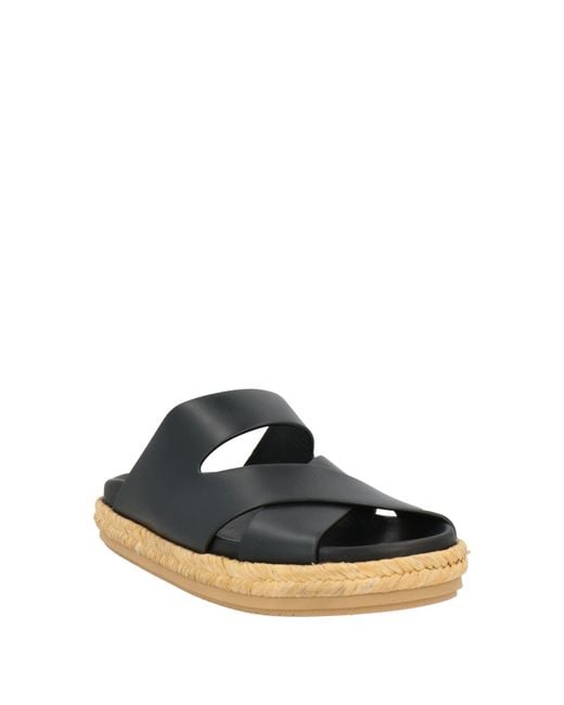 Paloma Barceló Black Sandals Cow Leather, Natural Raffia